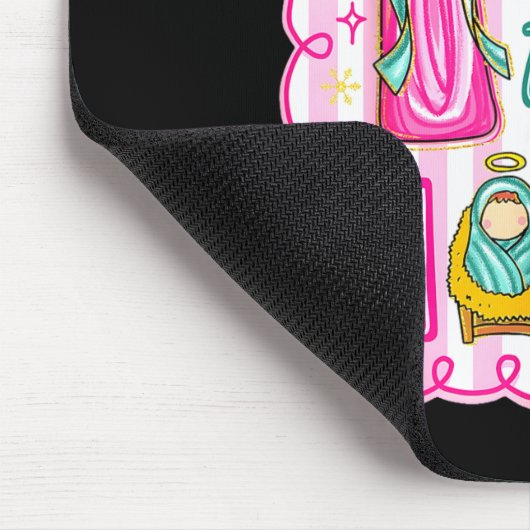 Preppy Joy To The World Christian Christmas Cross  Mousepad (Ecke)