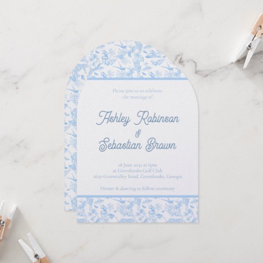 Preppy Jungle Chinoiserie Einladung zur Hochzeit (Vorderseite/Rückseite Beispiel)