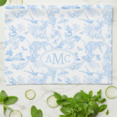 Preppy Jungle Chinoiserie Monogram A Geschirrtuch (Gefaltet)