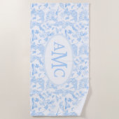 Preppy Jungle Chinoiserie Monogram A Strandtuch (Vorderseite)