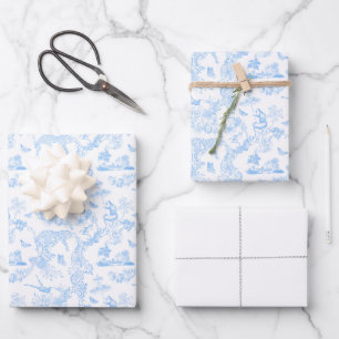 Preppy Jungle Chinoiserie Toile Geschenkpapier Set