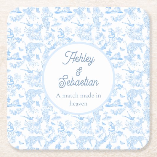 Preppy Jungle Chinoiserie Toile Rechteckiger Pappuntersetzer (Vorderseite)