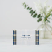 Preppy Kariert Business Card (navy blue) Visitenkarte (Stehend Vorderseite)