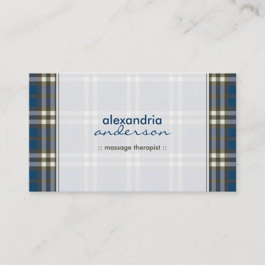 Preppy Kariert Business Card (navy blue) Visitenkarte (Vorderseite)