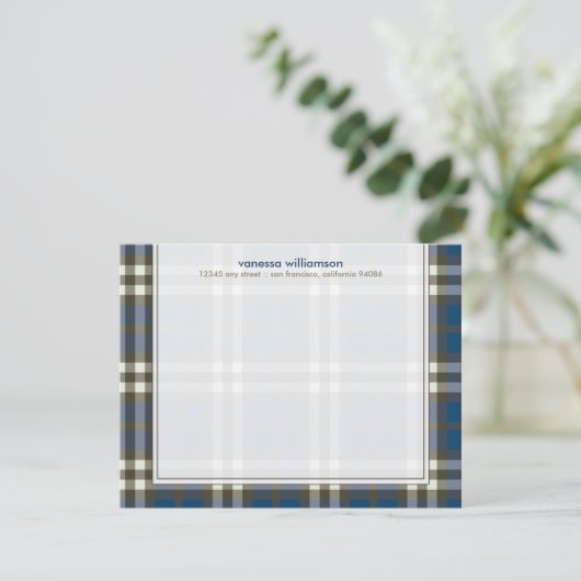 Preppy Kariert Custom Flat Mitteilungskarten (Mari (Stehend Vorderseite)