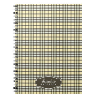 Preppy Kariert Custom Notebook (Schokolade/Gelb) Notizblock