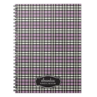 Preppy Kariert Custom Notebook (schwarz/lila) Notizblock