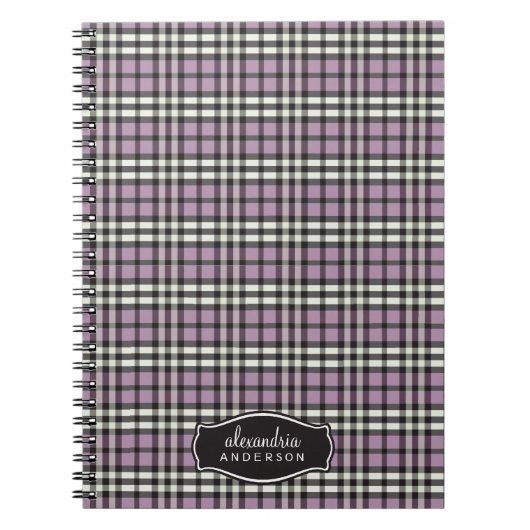Preppy Kariert Custom Notebook (schwarz/lila) Notizblock (Vorderseite)