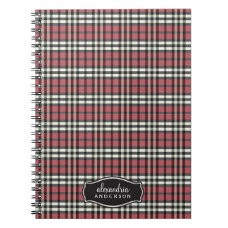 Preppy Kariert Custom Notebook (schwarz/rot) Notizblock