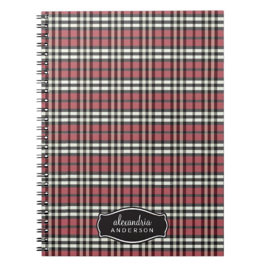 Preppy Kariert Custom Notebook (schwarz/rot) Notizblock (Vorderseite)