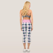 Preppy Kariert Navy Blue Pink Green Brushhub Capri Leggings (Rückseite)
