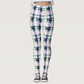 Preppy Kariert Navy Blue Pink Green Brushhub Leggings (Vorderseite)