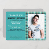 Preppy Kariert Senior Abschluss Ankündigung {Blue} (Vorne/Hinten)