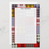 Preppy kariertes Patchwork-Briefpapier Briefpapier (Vorne/Hinten)