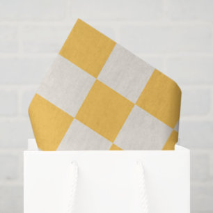 Preppy Karo Gelb Weiß Mod Retro Seidenpapier