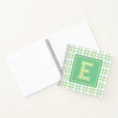 Preppy-Karo-Uni-Monogramm Grün Limette Quadrat Notizblock (Innenseite)