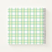 Preppy-Karo-Uni-Monogramm Grün Limette Quadrat Notizblock (Rückseite)