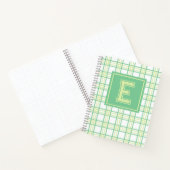 Preppy-Karo-Varsity-Monogramm Grün-Lime Notizblock (Innenseite)
