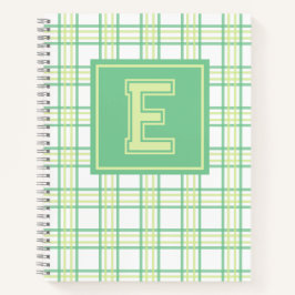 Preppy-Karo-Varsity-Monogramm Grün-Lime Notizblock