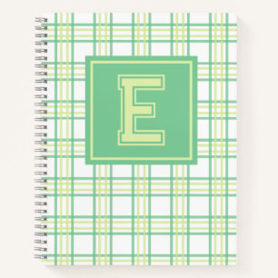 Preppy-Karo-Varsity-Monogramm Grün-Lime Notizblock
