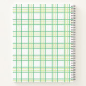 Preppy-Karo-Varsity-Monogramm Grün-Lime Notizblock (Rückseite)