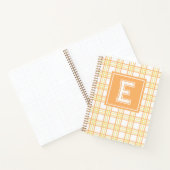 Preppy-Karo-Varsity-Monogramm Orange Gelb Notizblock (Innenseite)