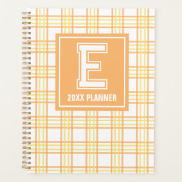 Preppy-Karo-Varsity-Monogramm Orange-Gelb Planer