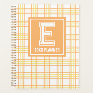 Preppy-Karo-Varsity-Monogramm Orange-Gelb Planer