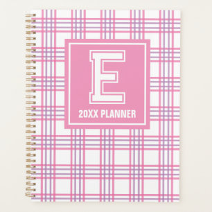 Preppy-Karo-Varsity-Monogramm Rosa Lila Planer