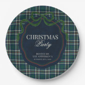 Preppy-Karo-Weihnachtsfeier Grün-Navy-Tartan Pappteller (Vorderseite)