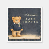 Preppy-Karobär-Babyshower Serviette (Vorderseite)