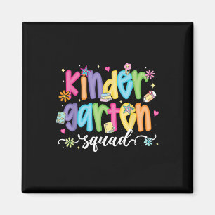 Preppy Kindergarten Squad Team Crew Teacher Back T Magnet