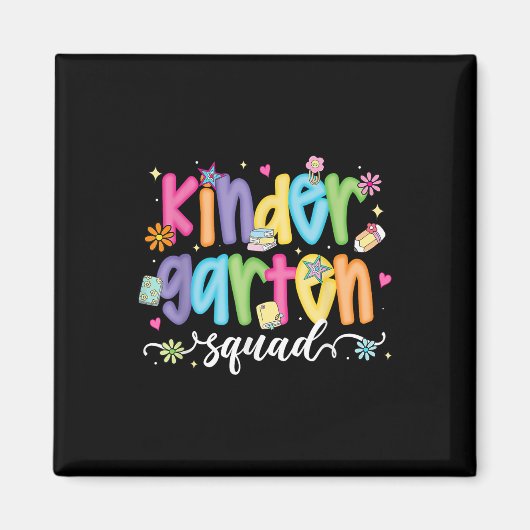 Preppy Kindergarten Squad Team Crew Teacher Back T Magnet (Vorne)