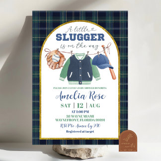 Preppy kleiner Slugger Baseball Baby Shower Einlad Einladung