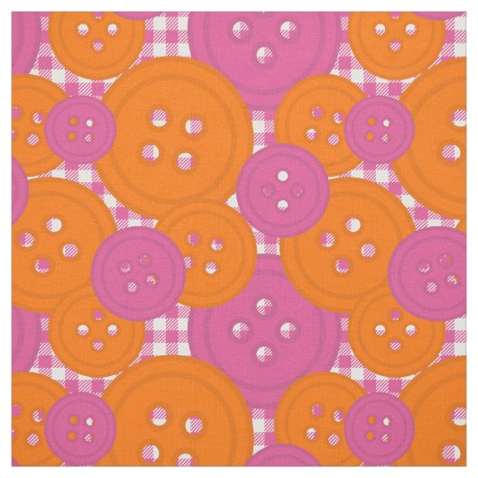 Preppy-Knopf-Gingham-Muster - Hot Pink & Orange Stoff (Muster)