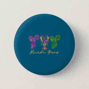 Preppy-Kokette Mardi-Gras-Schleife Flusskrebs  Button