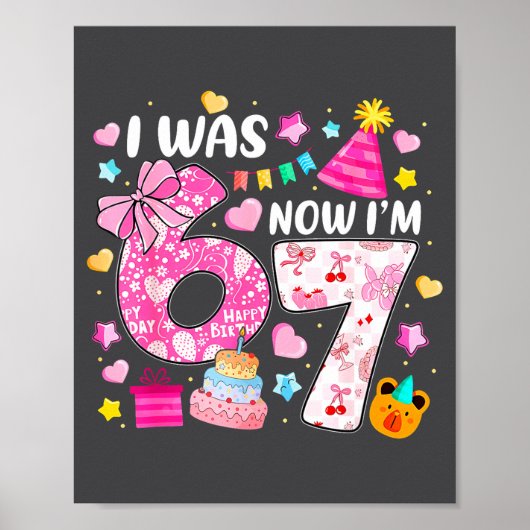 Preppy Kokette Schleife Ich war 6 jetzt bin ich 7 Poster (Vorne)
