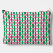 Preppy-Korbegeflecht – Rosa & Grünes Monogramm Zubehörtasche (Rückseite)