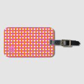 Preppy-Korbgeflecht - Hot Pink & Orange Monogramm Gepäckanhänger (Vorderseite (Horizontal))