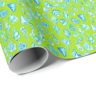 Preppy-Küsten-Muscheln Limettengrün Geschenkpapier