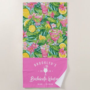 Preppy Lemon Cocktail Bachelorette Weekend Strandtuch