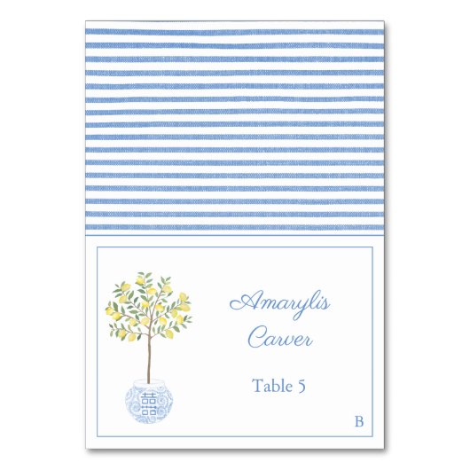 Preppy Lemon Tree Polterabend Platzkarte Tischnummer (Vorderseite)