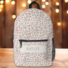 Preppy Leopard Animal Print Individuelle Name Bedruckter Rucksack