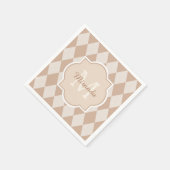 Preppy Light Brown Raute Girl Monogram und Name Serviette (Ecke)