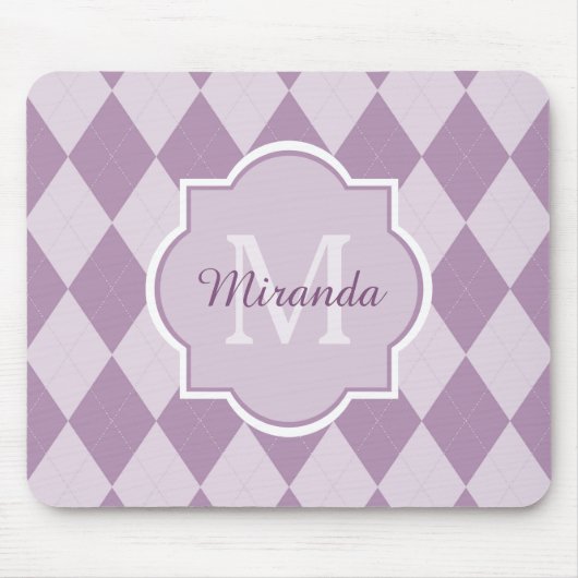 Preppy Light Lila Raute Girl Monogram und Name Mousepad (Vorne)