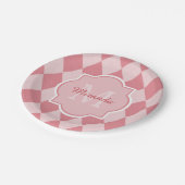 Preppy Light Pink Raute Girl Monogram Party Name Pappteller (Schrägansicht)
