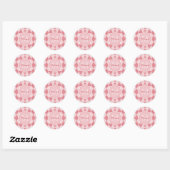 Preppy Light Pink Raute Girl Monogram Party Name Runder Aufkleber (Blatt)