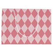 Preppy Light Pink Raute Girl Monogram und Name Große Geschenktüte (Rückseite)
