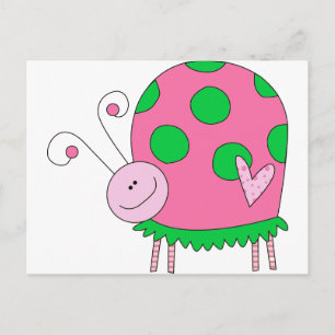 Preppy Lil Pink und Green Ladybug Postkarte