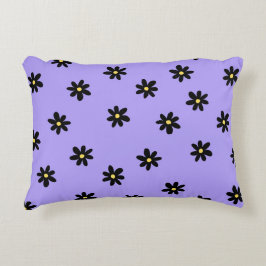 Preppy Lila Black Floral Simple Blume Pattern Dekokissen